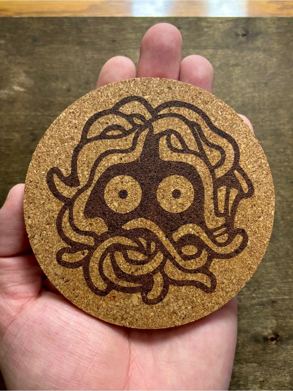 Pokemon Tangela Face Laser Engraved Cork Coaster